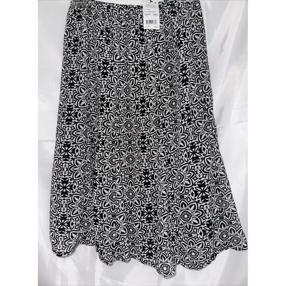 NY Collection Woman Midi Skirt Black White Floral Pattern Women's Size PS - Picture 2 of 6